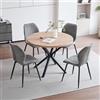 GrandCA HOME Set Tavolo e Sedie da Pranzo, Tavolo da Pranzo Rotondo da 100 CM e 4 Sedie Moderne in Lino, per Sala da Pranzo, Cucina, Soggiorno, Chiaro + Grigio