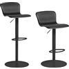HOMCOM Set di 2 sgabelli da bar, sedie da bar regolabili in altezza, schienale e poggiapiedi, 38,5x40x76,5-97,5cm, nero | Aosom Italy