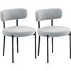 HOMCOM Set di 2 sedie da sala da pranzo con schienale in tessuto piedi in acciaio 51 x 51 x 76 cm grigio chiaro | Aosom Italy