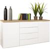Composad | Mobile Contenitore della Linea MUNDI con 2 Ante e 4 Cassetti, Scarpiera da Ingresso, Madia, (LxAxP) 170,90x82,60x44,40 cm, Rovere Mielato e Bianco Laccato, Made in Italy