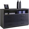 Composad | Mobile Contenitore con 6 Cassetti e 1 Vano, mobile Soggiorno, Madia Ingresso, Cassettiera, (LxAxP) 150x95,10x50 cm, Colore Rovere e Grigio Laccato, Made in Italy