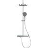 EMKE Sistema doccia con termostato cromato, sistema doccia a pioggia con illuminazione a LED, 3 tipi di getto, doccetta + doccia a pioggia con rubinetto + rubinetto vicino al pavimento, facile