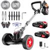 SHREVNI Decespugliatore a Batteria 21V Tagliabordi a Batteria, Decespugliatore Elettrico con Rotelle Altezza Regolabile Testata Regolabile E Maniglia Telescopica Per Rifilare Il Prato Erba Da Taglio