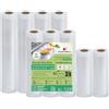 KitchenBoss Buste Sottovuoto Alimenti 9 Rotoli：Sacchetti Sottovuoto per Alimenti 15x2/20x3/28x4/300cm, Rotoli Sottovuoto per Alimenti Resistente e Antistrappo, per Macchine Sottovuoto & Sous Vide
