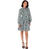 Lovedrobe Women's Shirt Dress Ladies Mini Long Sleeve Point Collar Lurex Paisley Print Smock Shift Smart Casual Office Wear Party Vestito, Verde, 46 Donna