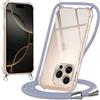 Oelrstfe Cover con Cordino per iPhone 16 Pro Max, Trasparente Silicone Custodia con Regolabile Collana Laccio Tracolla, Antigraffio Proteggere Case Corda per iPhone 16 Pro Max, Grigio