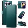 Yunubeyii Cover Libro per Xiaomi Redmi Note 14 Pro 4G - [Blocco RFID] Luxury PU Leather Portafoglio Card Holder Magnetic Phone Custodia con Kickstand, Cover Protettiva Antiurto, Verde