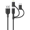 Anker Cavo iPhone, PowerLine II 3-in-1 [90 cm], Cavo USB Type-C/Lightning/Micro USB per iiPhone XS/XS Max/XR / 8/8 Plus, iPad, Huawei, HTC, LG, Samsung Galaxy, Sony Xperia, Smartphone Android e altro