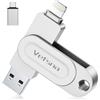 Vefsna MFi Certificazione Chiavetta USB 3.0 512GB per iPhone, Lightning Pen Drive Penna 3 in 1 Photostick Chiave USB Type C USB C di Memoria Backup, per iPhone,iPad, Android, Mac, PC Argento chiaro