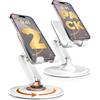 COOPER 360° Stand - Supporto cellulare regolabile da scrivania - 2 Pezzi | Supporto mobile rotante a 360°, angoli multipli, base metallica, pieghevole, portatile | Supporto scrivania (Bianco Crema)