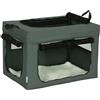 PawHut borsa per cani con finestra a rete, scatola per il trasporto di gatti con cuscino, scatola per il trasporto, borsa per il trasporto di cani fino a 4 kg, Oxford, grigio, 60 x 42 x 42 cm