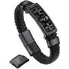 Bandmax Corda di Cera Bracciale Uomo, Cranio Modello Vintage Braccialetto Uomo, 24 cm Lunghezza Nero Bracciali Uomo Accessori Punk Hip Hop Rock, Idee Regalo per Uomo Ragazzo Papà