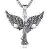 Friggem Collana San Michele, Ciondolo Croce Arcangelo Michele in Argento Sterling 925 e Collana Ciondolo Uomo, Gioielli Amuleto Regali per uomo donna