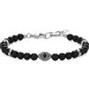 COAI Bracciale da Uomo con Amuleto Portafortuna Occhio Turco e Perline di Onice Opaco, Bracciale Onice Opaco con Charm Malocchio da Uomo