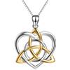 YAFEINI Gold-Tone Triquetra Irish Celtic Jewellery Sterling Silver Good Luck Vintage Love Heart Collana nodo celtico per le donne Ragazze, 18 (collana di nodi celtici A)