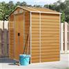 Hoodmeel Capanno Attrezzi, Casetta Da Esterno, Casette Porta Attrezzi, Casetta Attrezzi, Box Giardino, Marrone Chiaro 191x130x198 cm, Acciaio Zincato