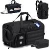 BAGZY 3 in 1 Borsone Palestra Uomo Impermeabile 40 Litri Borsa Sportiva Donna Borsone da Viaggio Tattica Militare Con Scomparto per Scarpe per Fitness Weekender Camping Con Borsa per Toilette Nero