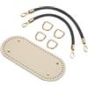 QUARKZMAN Kit per Realizzazione Borsa all'Uncinetto, Base per Borsa Ovale in Ecopelle 22 x 10 cm con 2 Manici da 30 cm e 4 Fibbie per Realizzazione Borsa all'Uncinetto a Tracolla, Colore Oro