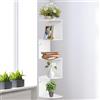 QWORK® 5 ripiani mensole angolari da parete, libreria angolare bianca, adatta per esporre libri, piante e altre decorazioni