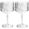 Koziol Superglas Club No. 15, set 2 bicchieri cocktail con stelo, 400 ml, plastica trasparente effetto diamante, elegante, infrangibile, riutilizzabile, feste, giardino, 2 pezzi