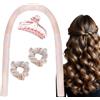 WINOK Ricci per la notte, bigodini per la notte, fascia per capelli ricci, ricci nel sonno, fascia arricciacapelli senza calore, nastri di seta per capelli, ricci per capelli lunghi durante la notte - Rosa