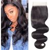 Huarisi Body Wave Closure Human Hair 4x4 Free Part with Baby Hair 14 Inch Soft Transparent Lace Closures Sew in Natural Hairline Virgin Brazilian Wavy Hair for Women