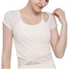 Harssidanzar Top da Palestra in Tela di Malla, Set di Due Pezzi con Maniche Corte per Yoga per Donne con Reggiseno Sportivo CL305EU, Bianco, Taglia S