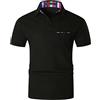 VMSUCIJ Polo Uomo Manica Corta Basic Slim Fit Plaid Colorato Golf Tennis Tshirt con Tasca Vera,a-nero01,XL