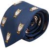 King & Priory Cravatta Gufo Ricamato Blu, Blu, Taglia unica