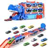 Doloowee 2 in 1 set di trasportatori di dinosauro per bambini 3 4 5 anni, 155 cm pista auto da corsa giocattolo portatile camion giocattolo con 12 mini auto da corsa
