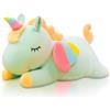 HOXSNII Unicorno Peluche Giocattoli, Unicorn Peluche Morbidi Cuddle Cuscino, Unicorn Carino Giocattolo, per Compleanno a Bambini e Ragazze (30cm, Verde)
