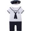 Lito Angels Vestito Costume Completo Body Marinaio con Cappello per Bimbo Taglia 18-24 mesi, Bianco