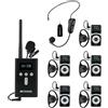 Retekess T130Pro Tour Guide system, Riduzione del Rumore Graduale, Cuffia per Guida Turistica Wireless, 160 m, per Visita in Fabbrica, Voyage, École (1 Trasmettitore 5 Ricevitori)