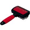 Ferplast Spazzola Doppia per Cani - Pelo Medio e Lungo - Cardatore Setole Inclinate e Testine Arrotondate in Resina, Acciaio Inox - Impugnatura Ergonomica Morbida - Rosso