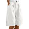 Fulidngzg Pantaloni Donna Estivi Larghi,Pantaloni Donna Estivi Corti 2025 Bermuda Cotone e Lino Eleganti Pantaloncini Curvy Sportivi Mare Shorts al Ginocchio Elasticizzati in Vita Casual
