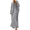 Generisch 2025 Abito da donna in lino a righe di cotone abito camicia casual maxi abiti da donna eleganti corti con fiori, Nero , M
