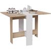 CASABEL - Tavolo da pranzo pieghevole - Tavolo da cucina per piccoli spazi, salvaspazio per sala da pranzo, cucina centro bianco e vassoio in legno chiaro 2-4 persone