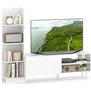 COSTWAY Mobile TV Fino a 50'', Tavolo Porta TV a Forma di L, con Libreria e Mensola Regolabile, Mobile Porta TV Moderno in Legno per Soggiorno Ingresso Camera da Letto (Bianco)