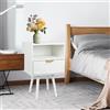 HUOLE Comodino in rovere, tavolino con cassetti e ripiano aperto, comodino bohémien con gambe in legno massello, per soggiorno, camera da letto, 42 x 30 x 65 cm, bianco (1 pezzo)