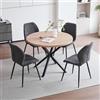 GrandCA HOME Set Tavolo e Sedie da Pranzo, Tavolo da Pranzo Rotondo da 100 CM e 4 Sedie Moderne in Lino, per Sala da Pranzo, Cucina, Soggiorno, Chiaro + Nero