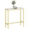HOMCOM Tavolo da bar Tavolo da cucina rettangolare alto con piano effetto marmo e struttura in acciaio, per sala da pranzo e cucina, 100 x 40 x 107 cm, oro