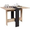CASABEL - Tavolo da pranzo pieghevole - Tavolo da cucina per piccoli spazi, salvaspazio per sala da pranzo, cucina centrale nero e vassoio in legno chiaro per 2-4 persone