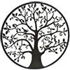 DRW Applique Decorazione Parete Metallo Rotondo Albero con Uccelli 100x100x1 cm