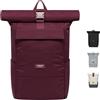 LARKSON Zaino Roll Top Uomo Donna Rosso - No 4 - Zainetto per Lavoro, Viaggio, Università - Porta Pc 16 Pollici - Materiale Sostenibile - Impermeabile