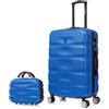 CELIMS - Set Valigie | Valigia Media 20 kg Rigida Blu + Beauty Case da Viaggio 35cm | Valigia da Stiva 65cm | Trolley Medio 65cm con 4 Ruote | Valigie con Beauty Case