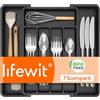 Lifewit Piccola Cassetta di Pentofole per Cassette, Portapentofole Regolabile Profondità 32 cm, Cassette Inserto Pentofole in Plastica, Cassette Organizzatore Cucina per Cuffie, Forze, Coltello, Nero