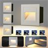 Letlit 3W 300lm Segnapasso LED Esterno 4 Pezzi, IP65 Impermeabile Segnapassi, 3000K Faretti Segnapasso da Esterno, Luci per Scale 230V, Luce da Parete 85x85mm - Scatole Incasso 68mm, Alluminio Bianco