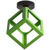 iDEGU Lampada da Soffitto Moderna a Forma di Gabbia Cubo Geometrico Plafoniera Vintage E27 illuminazione per Camera da Letto, Soggiorno, Ristorante,16 cm, verde