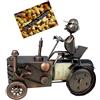 Brubaker portabottiglie per Vino Trattore con Trattore conducente Decorazione Oggetto Metallico con Biglietto d'auguri per Vino Presente