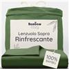 Bambaw Lenzuolo sopra una piazza e mezza bambu, 180x290 cm, Lenzuolo refrigerante e anti acaro, Lenzuola una piazza e mezza estive, Lenzuola di bambu anallergiche, Certificato Oeko-Tex (Oliva)